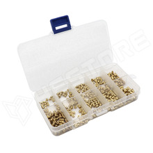 INSERT-SET-M2-500P, Műanyagba melegen besajtolható anya készlet, sárgaréz, M2, 500db