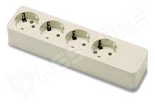 Famatel 4 / Hálózati elosztó, szétszerelhető, tápkábel nélkül, földelt, Aljzatok száma: 4, 250V AC, 16A, fehér (Famatel)