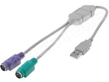 A-USB-PS2 / Adapter 2x anya aljzat PS/2-apa USB A apa (VCOM)