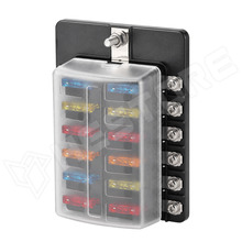 FUSEBOX-2X6-12W / Univerzális késes biztosítéktartó blokk, LED-es hibajelzéssel, biztosítékokkal, 12 (2x6) irányú