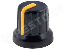 GTC6D3-16X14-ZO / Pot. gomb, 6.35mm, fekete/sárga (SR PASSIVES)