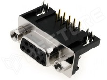 DHP9-09F 7.2 / D-SUB aljzat (DB9), 9 pólusú, 90°-os, anya (DS1037-09FNAKT74-0CC / NINIGI)