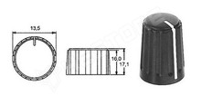DKN 1301 SW / Potenciométer, forgatógomb 13,5x17,1/6 (SR PASSIVES)