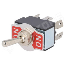 KN3(C)202AP / Kapcsoló, billenő, 2 stabil pozíció, DPDT, ON-ON, 10A/250V AC, 6.3mm saru (KN3-202-A)
