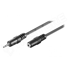 50458-2.5-2M / Kábel, toldó, jack 2.5mm 3pin aljzat, jack 2.5mm 3pin dugó, 2m, fekete (50458 / GOOBAY)
