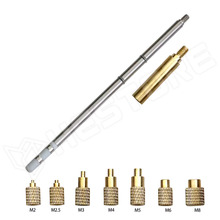 T12-MULTI-INSERT / T12 pákabetét cserélhető menetes hegyekkel, besajtolható anyákhoz, 6db menetes adapter: M2, M2.5, M3, M4, M5, M6