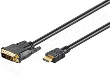 HDMI DVI 1,5m / HDMI-DVI kábel 1,5m, DVI-D (18+1) dugó (51881 / Goobay)