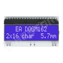EADOGM162B-A / Alfanumerikus LCD kijelző, STN Negatív, kék, 16x2, ChipOnGlass (EA DOGM162B-A / ELECTRONIC ASSEMBLY)