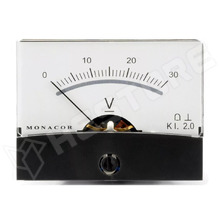 PM-2-30V / Analóg feszültségmérő, panelműszer, panelre, 0...30V DC, 30kΩ (PM-2/30V / MONACOR)