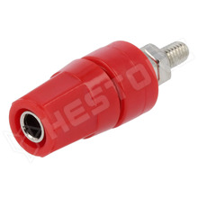 BS-244GSM-R / Csatlakozó aljzat, banán, 4mm, szigetelt, 24A, piros (BS-244GSM-R / AXIOMET)