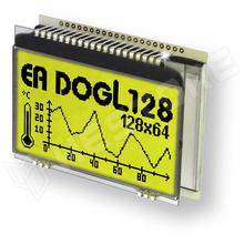 EADOGL128E-6 / Grafikus LCD kijelző, STN Pozitív, sárga-zöld, 128x64, ChipOnGlass (ST7565) Large (EA DOGL128E-6 / ELECTRONIC ASSEMBLY)