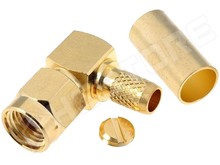 SMA-011RP-K / SMA papa dugó, 90°, rev. mama, krimp.