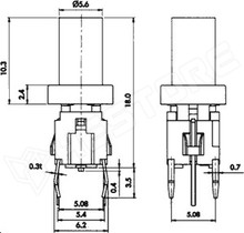PB6149L-13 / Nyomógomb hengeres NYÁK-hoz piros/zöld LED-del (HIGHLY)