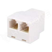RJ11-SPLIT-2 / Elosztó, 6p4c, RJ11 aljzat, RJ11 aljzat x2 (TEL-0036)